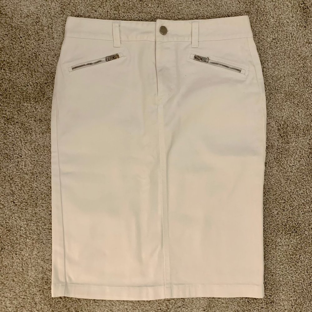 Vintage LRL Ralph Lauren Jeans Co. Denim Knee Length Y2K Pencil Skirt White